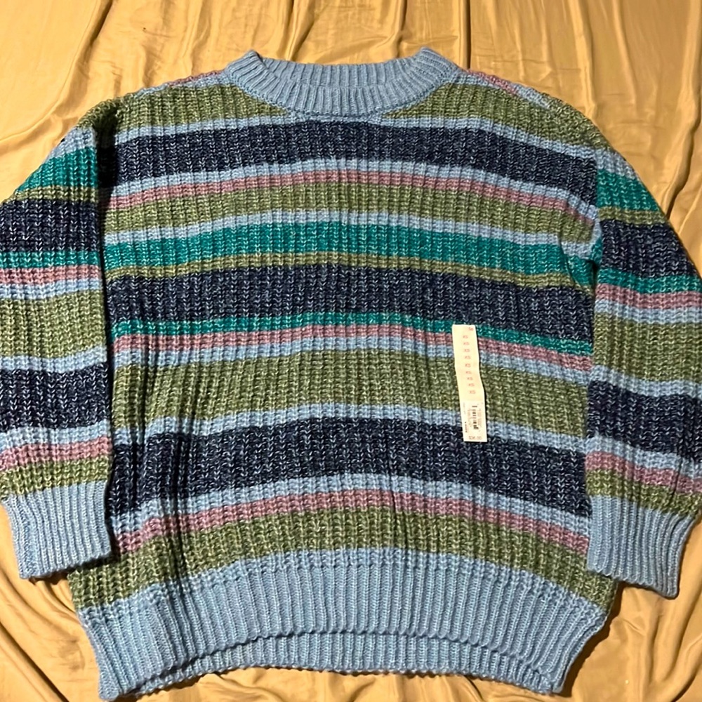 Blue striped oversized sweater. New with tag.